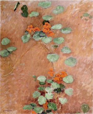 Oil caillebotte, gustave Painting - Nasturtiums 1892 by Caillebotte, Gustave