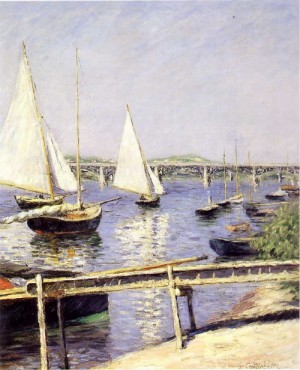 Oil caillebotte, gustave Painting - Sailboats in Argenteuil  c.1888 by Caillebotte, Gustave