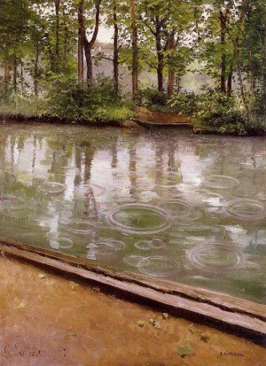Oil caillebotte, gustave Painting - The Yerres, Rain 1875 by Caillebotte, Gustave