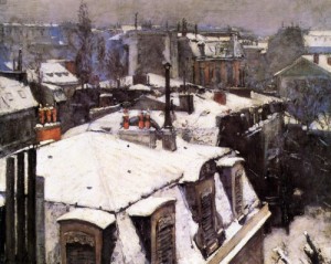Oil caillebotte, gustave Painting - View of Rooftops (Snow) 1878 by Caillebotte, Gustave