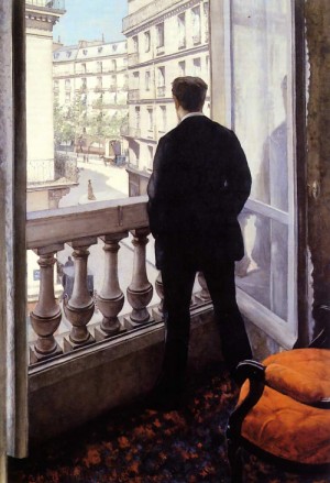 Oil caillebotte, gustave Painting - Young Man at His Window 1875 by Caillebotte, Gustave