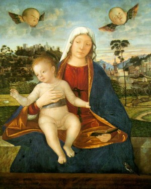 Oil carpaccio Painting - Madonna & Blessing Child by Carpaccio