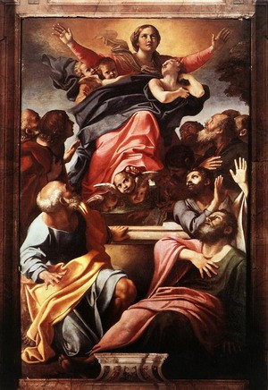 Oil carracci, annibale Painting - Assumption of the Virgin  - c. 1590 by Carracci, Annibale