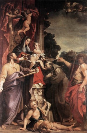  Photograph - Madonna Enthroned with St Matthew  1588 by Carracci, Annibale
