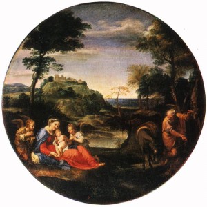  Photograph - Rest on Flight into Egypt  -c. 1600 by Carracci, Annibale