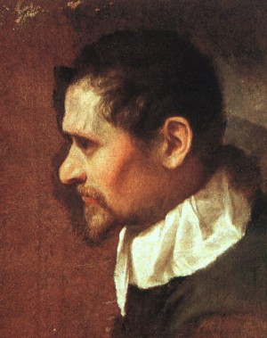 Oil carracci, annibale Painting - Self-Portait in Profile, 1590-1600i by Carracci, Annibale