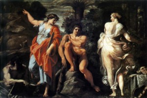 Oil carracci, annibale Painting - The Choice of Heracles  -c. 1596 by Carracci, Annibale