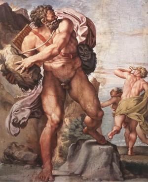 Oil carracci, annibale Painting - The Cyclops Polyphemus  1595-1605 by Carracci, Annibale