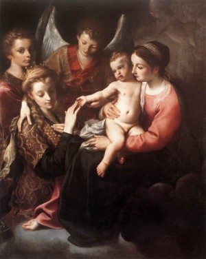  Photograph - The Mystic Marriage of St Catherine   1585-87 by Carracci,Annibale