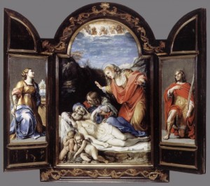 Oil carracci, annibale Painting - Triptych  1604-05 by Carracci, Annibale