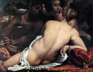 Oil carracci, annibale Painting - Venus with a Satyr and Cupids  -c. 1588 by Carracci, Annibale
