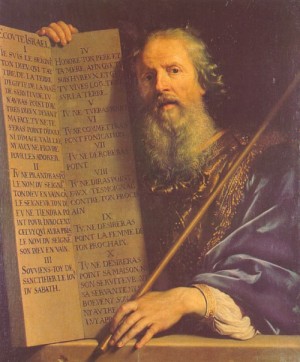 Oil champaigne, philippe de Painting - Moses with the Ten Commandments by Champaigne, Philippe de