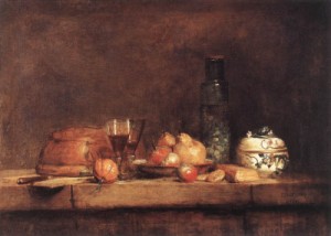 Oil still-life Painting - Still-Life with Jar of Olives  1760 by Chardin, Jean Baptiste Simeon