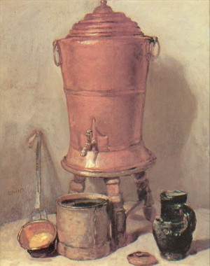 Oil chardin, jean baptiste simeon Painting - The Copper Water Urn   1734 by Chardin, Jean Baptiste Simeon