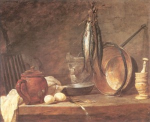 Oil chardin, jean baptiste simeon Painting - The Fast Day Meal   1731 by Chardin, Jean Baptiste Simeon