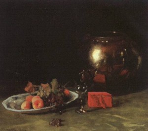 Oil chase, william merritt Painting - The Big Brass Bowl    1899 by Chase, William Merritt