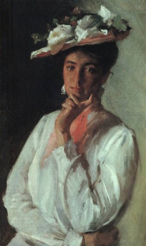 Oil woman Painting - Woman in White    1910 by Chase, William Merritt