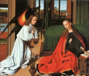 Oil annunciation Painting - Annunciation, 1452 by Christus, Petrus
