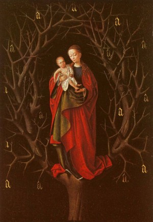 Oil christus, petrus Painting - Our Lady of the Barren Tree, oak by Christus, Petrus