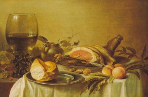 Oil claesz, pieter Painting - Breakfast with Ham  1647 by Claesz, Pieter