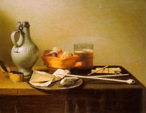 Oil claesz, pieter Painting - Pipes and Brazier, 1636 by Claesz, Pieter