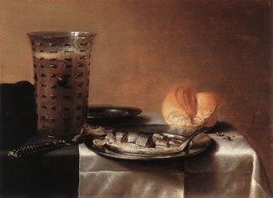 Oil claesz, pieter Painting - Still-life with Herring   1636 by Claesz, Pieter