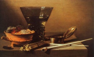 Oil claesz, pieter Painting - Still Life with Wine and Smoking Implements 1638 by Claesz, Pieter