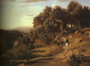 Oil corot, jean-baptiste-camille Painting - A View near Volterra  1838 by Corot, Jean-Baptiste-Camille