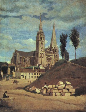 Oil corot, jean-baptiste-camille Painting - Chartres Cathedral 1830 by Corot, Jean-Baptiste-Camille