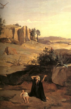 Oil corot, jean-baptiste-camille Painting - Hagar in the Wilderness, detail  1835 by Corot, Jean-Baptiste-Camille