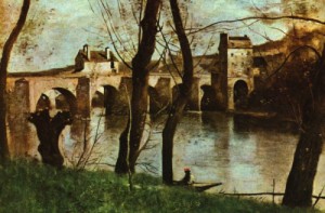 Oil corot, jean-baptiste-camille Painting - The Bridge at Nantes by Corot, Jean-Baptiste-Camille