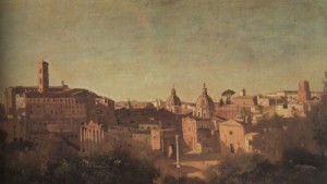 Oil gardens Painting - The Forum Seen from the Farnese Gardens  1826 by Corot, Jean-Baptiste-Camille