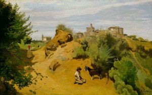 Oil corot, jean-baptiste-camille Painting - The Goat-Herd of Genzano  1843 by Corot, Jean-Baptiste-Camille