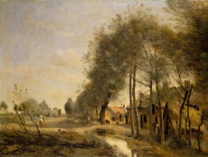 Oil corot, jean-baptiste-camille Painting - The Sin-le-Noble Road near Douai  1873 by Corot, Jean-Baptiste-Camille