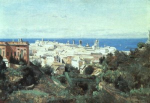 Oil corot, jean-baptiste-camille Painting - View of Genoa    1834 by Corot, Jean-Baptiste-Camille
