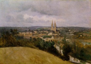 Oil corot, jean-baptiste-camille Painting - View of Saint Lo with the River Vire in the Foreground  c.1850-55 by Corot, Jean-Baptiste-Camille