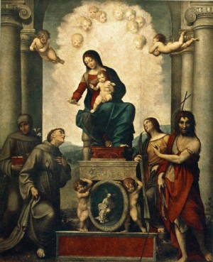 Oil correggio Painting - Madonna with St. Francis  1514 by Correggio