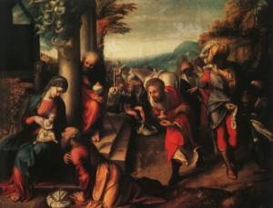 Oil the Painting - The Adoration of the Magi  1516-18 by Correggio