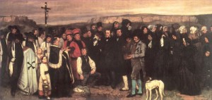Oil courbet, gustave Painting - A Burial at Ornans    1849-50 by Courbet, Gustave