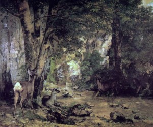  Photograph - A Thicket of Deer at the Stream of Plaisir-Fontaine  1866 by Courbet, Gustave