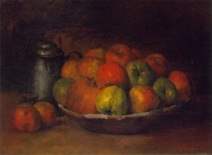 Oil still Painting - Still Life with Apples and Pomegranate  1871-72 by Courbet, Gustave