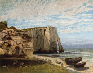 Oil courbet, gustave Painting - The Cliff at Etretat after the Storm  1869 by Courbet, Gustave