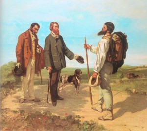 Oil courbet, gustave Painting - The Meeting    1854 by Courbet, Gustave