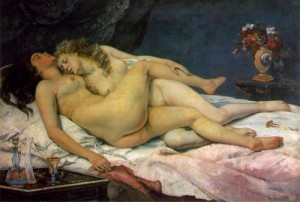 Oil the Painting - The Sleepers, or Sleep  1866 by Courbet, Gustave