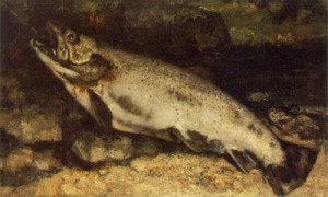 Oil courbet, gustave Painting - The Trout  1872 by Courbet, Gustave