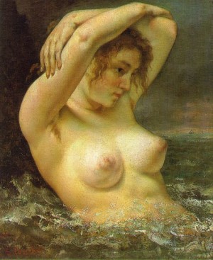 Oil woman Painting - The Woman in the Waves  1866 by Courbet, Gustave