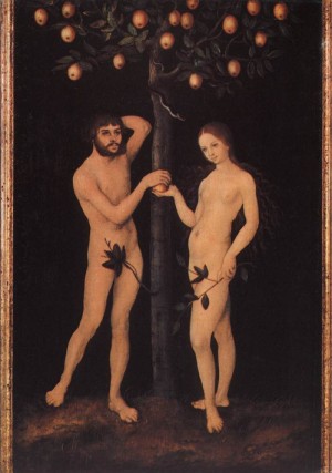 Oil cranach, lucas the elder Painting - Adam and Eve by Cranach, Lucas the Elder