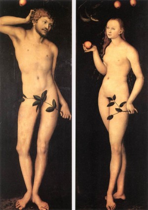 Oil cranach, lucas the elder Painting - Adam and Eve  1528 by Cranach, Lucas the Elder