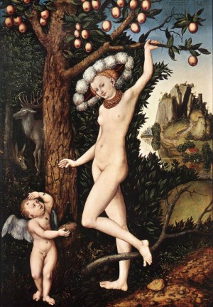 Oil cranach, lucas the elder Painting - Cupid Complaining to Venus   1530 by Cranach, Lucas the Elder