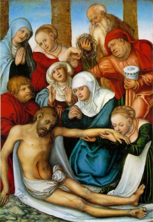 Oil cranach, lucas the elder Painting - The Lamentation  1538 by Cranach, Lucas the Elder
